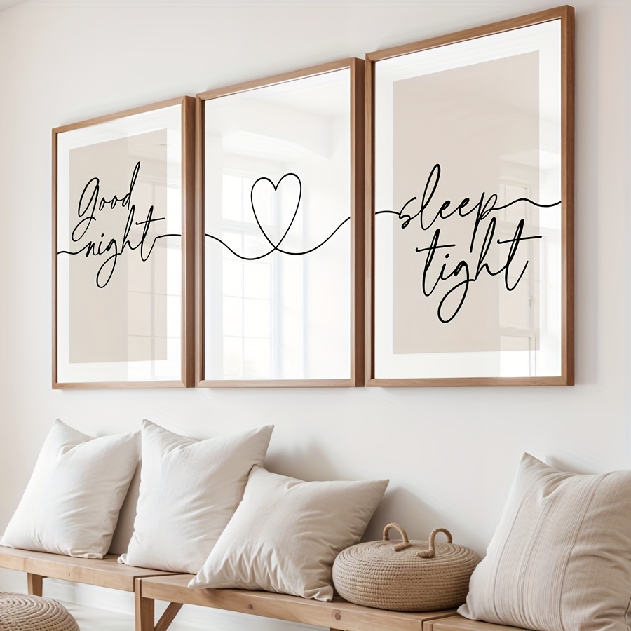 3pcs set     bedtime quotes print unframed minimalist boho canvas art couples wall decor ideal for living room bedroom home office dorm hallway home and room decoration