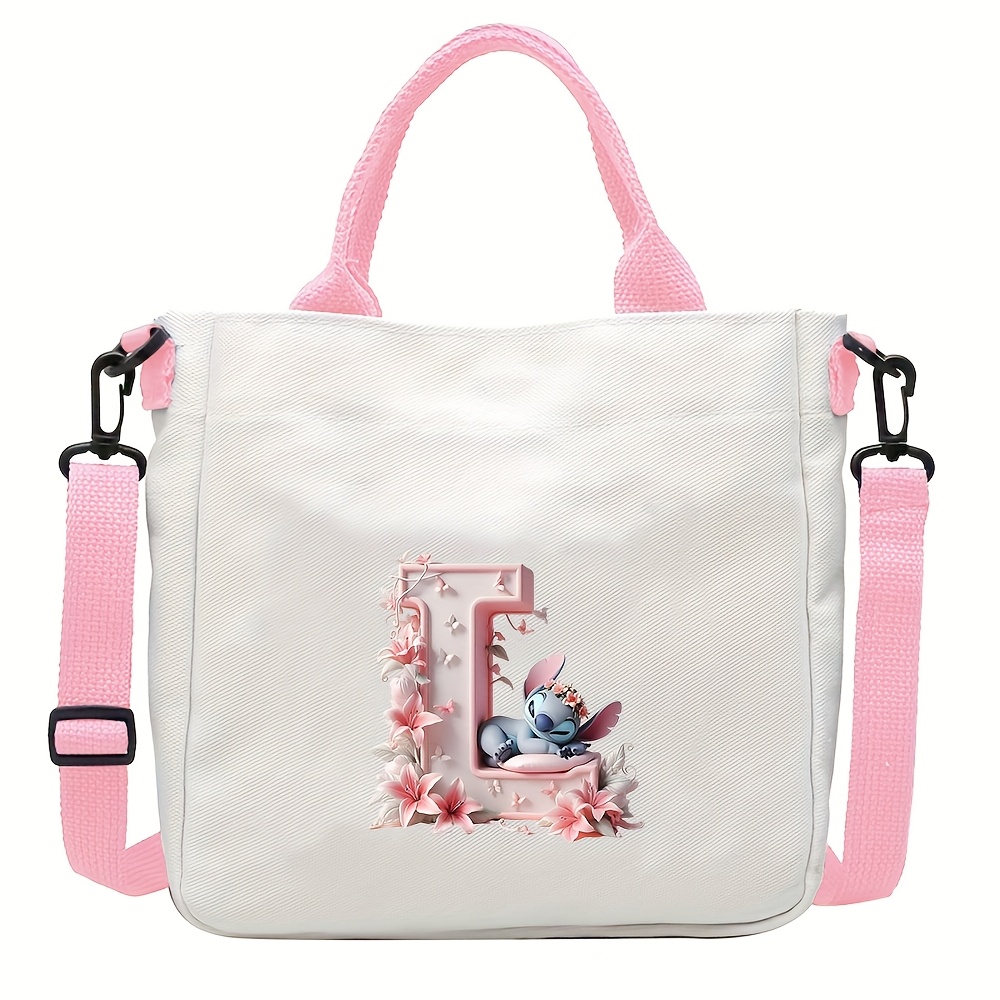 TEMU Stitch A-z Letter Design, Multiple Pink Crossbody Bags , Cute Cartoon Shoulder Bag With Adjustable Strap, Colors Options, Suitable For Daily Commuting And Valentine's Day Gift