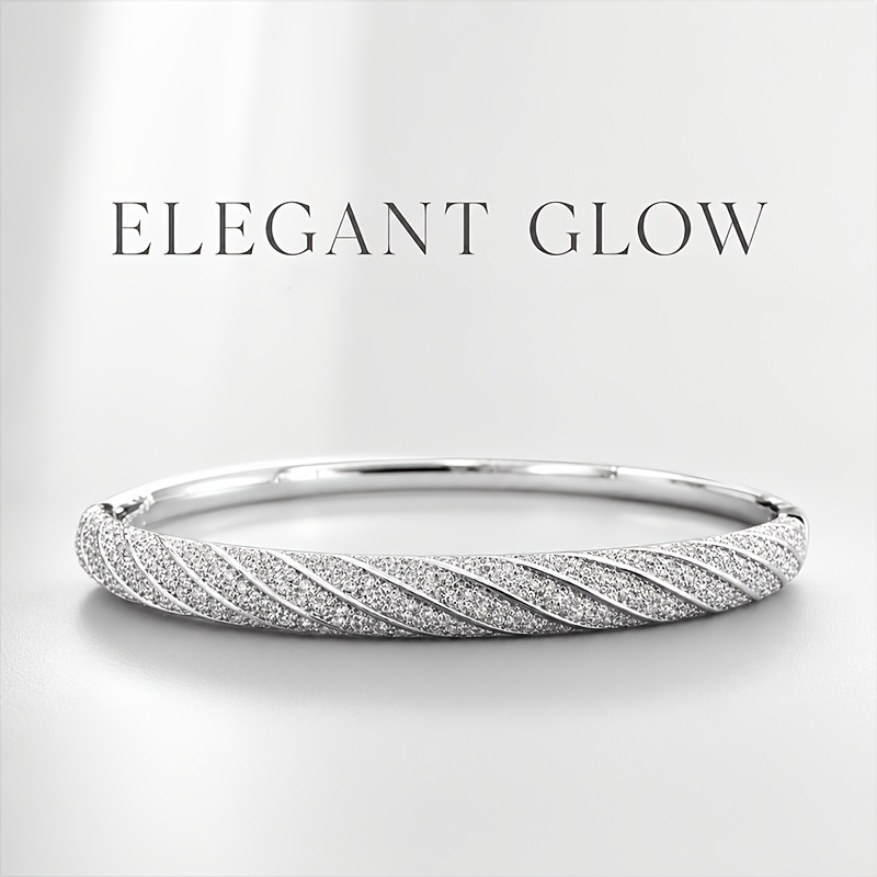 TEMU Synthetic Zirconia Bracelet With Twill-patterned Design, Featuring Textured - A Niche And Versatile Accessory For Women' Wear