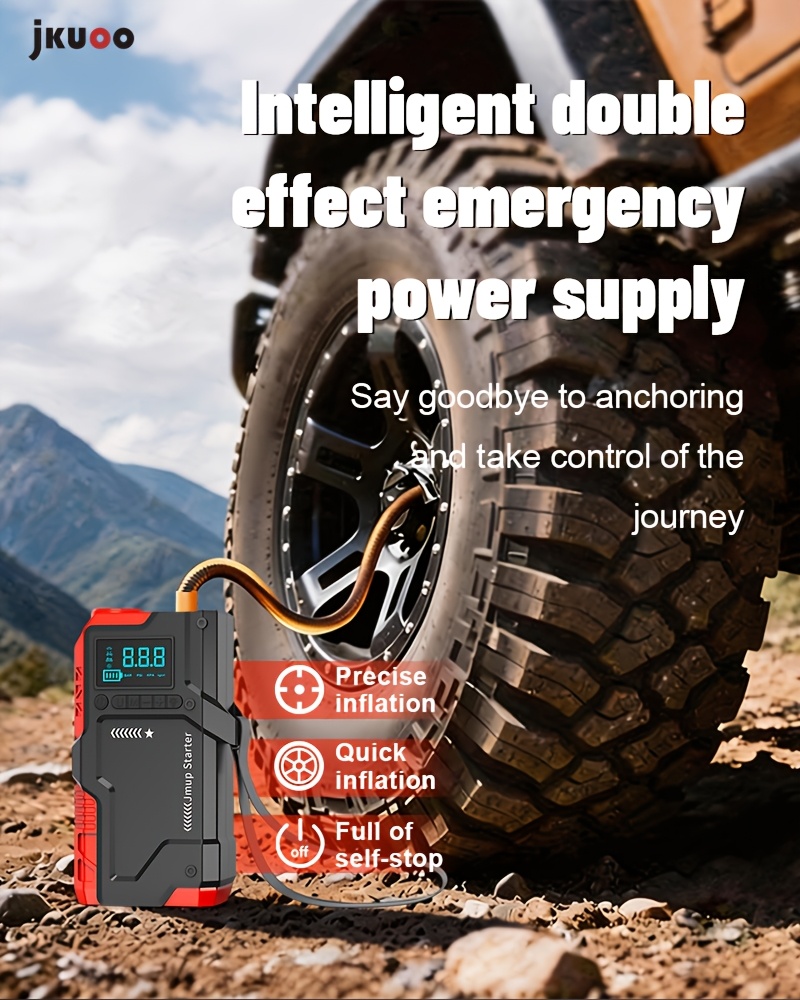 2026 Upgraded Multi-Function 180PSI Portable Air Compressor, Tire Inflator, Built-In 8000Mah Large Capacity Battery, Car Emergency Starter. 8000A Peak Current, Digital Tire Pressure Gauge, Heavy-Duty Power Pack