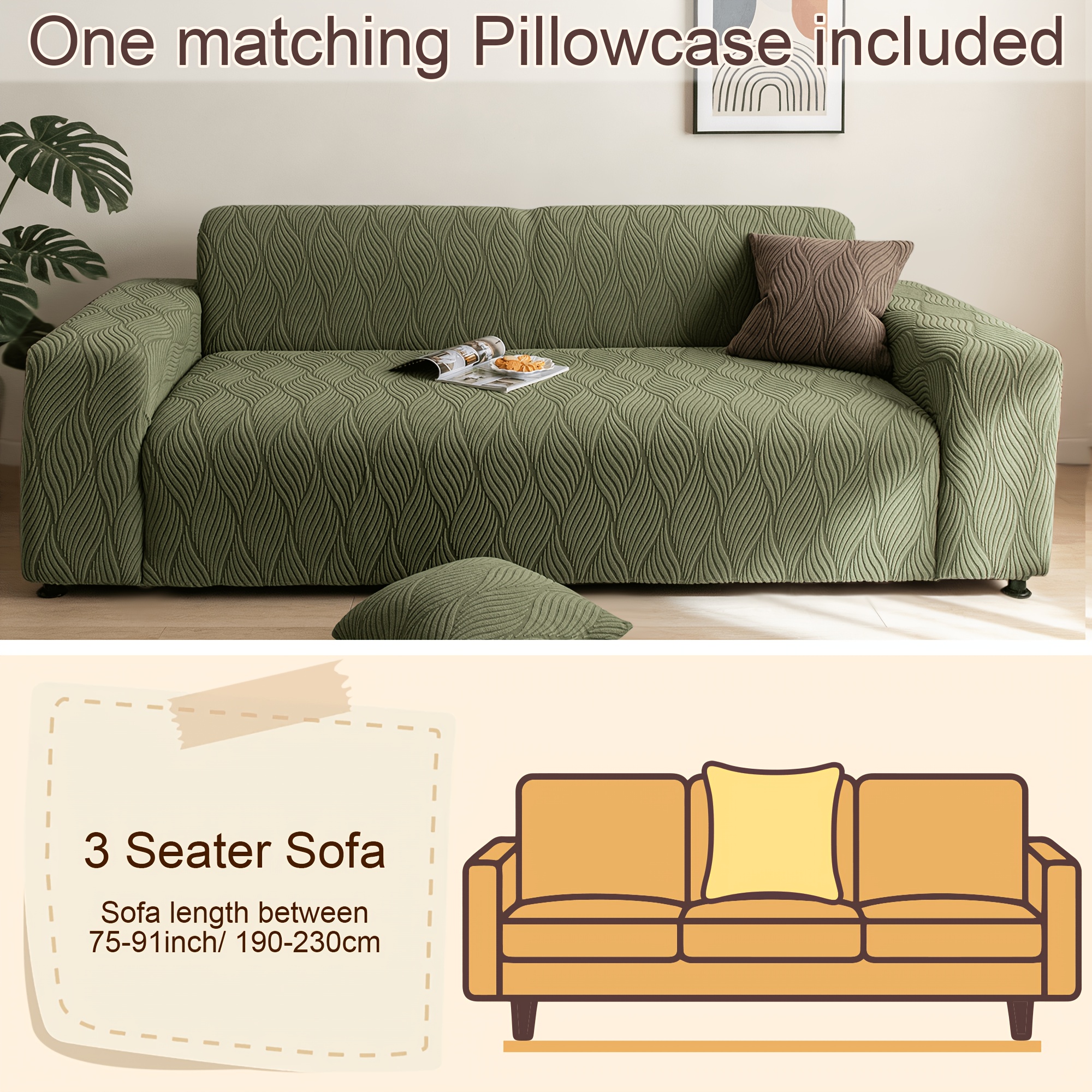 TEMU 1pc Stretchable Full Coverage Sofa Slipcover Non-slip Pet Friendly Machine Washable Furniture Protector For Suitable For Living Room, Office,
