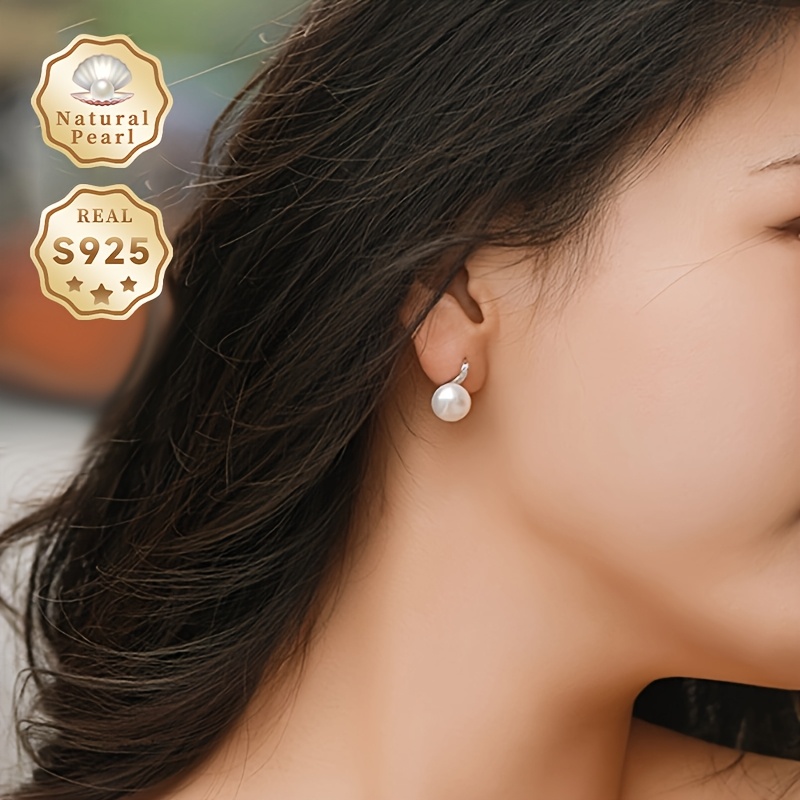 Köp Billigt Online LSOOYH 8-9mm Natural Freshwater Pearl Earrings
