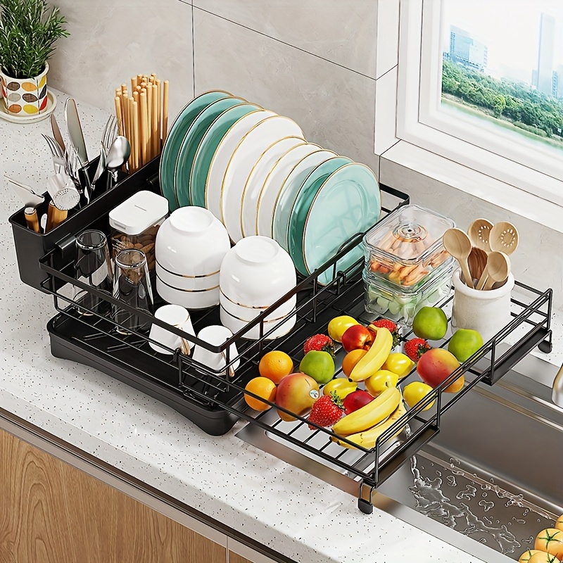 

Faridabio Large Dish Rack - Stainless Steel, Over-the-sink Countertop Organizer With Drainage Plate & Utensil Holder, Rust-resistant