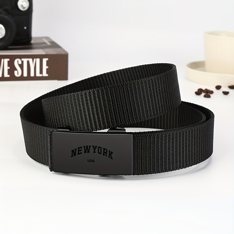 York Pattern Men's Woven Belt with Automatic Buckle