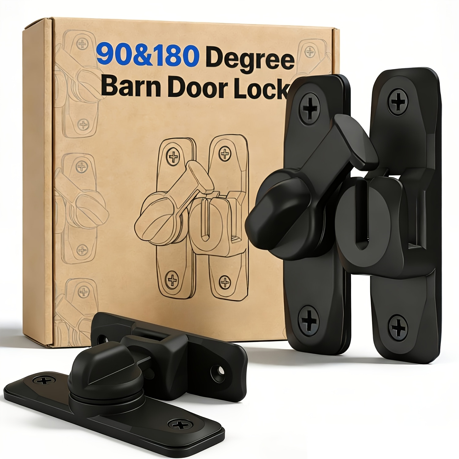 TEMU 1pc Heavy-duty Anti-theft Door Lock Handle With Adjustable 90°/180° Sliding , Commercial & Residential Security Upgrade, Easy No-drill