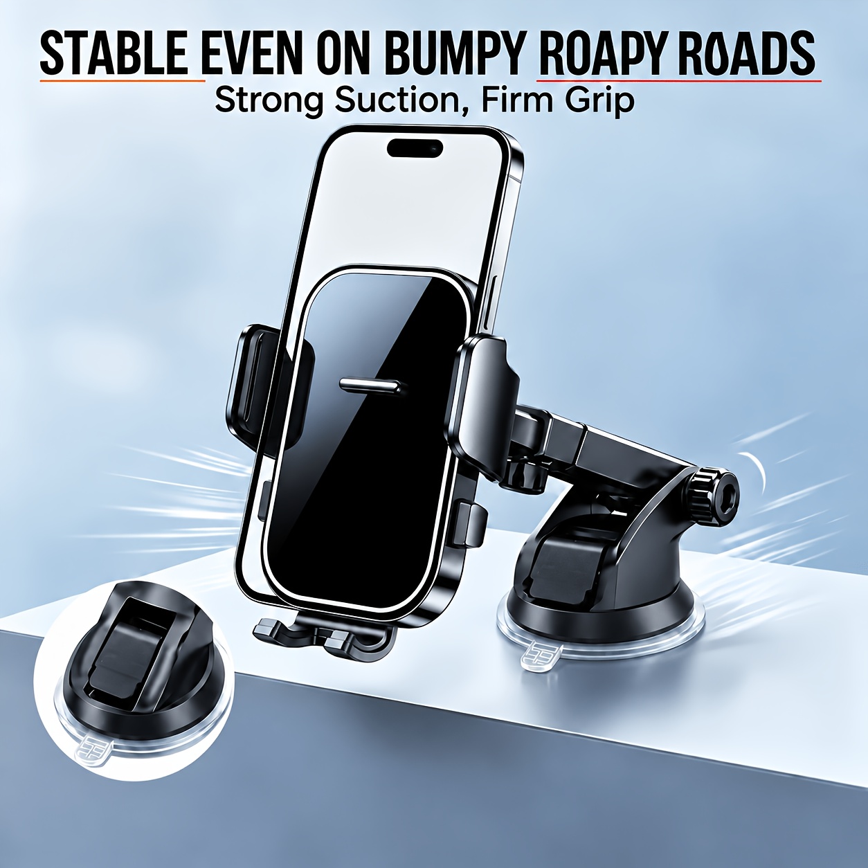 TEMU 2-in-1 Car Phone Holder, 360° Rotatable Dashboard Mount - Dual-use Car Phone Clip, Car Phone Holder, Suitable For Car Use, 270° Adjustable