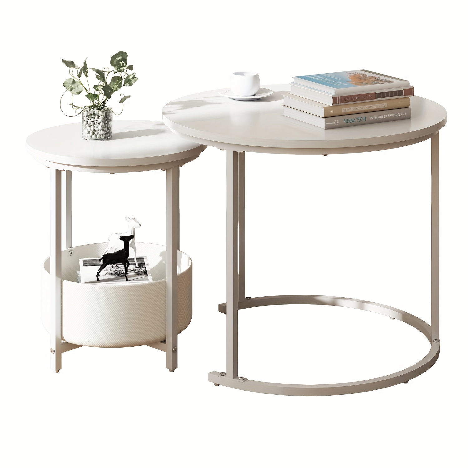 TEMU Set 2 Coffee Table With Storage, Living Room Coffee Table, Sofa Side Table, Set 2 Table, Multifunctional Storage Set Table, Sturdy And Practical, Suitable For Living Room, Bedroom, Office