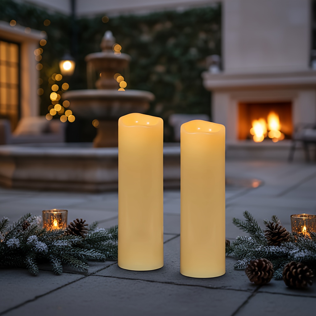 2pcs Flameless Flickering Realistic Led Pillar Candles | Battery Operated With Remote Control And Timer For Valentine's Day, Wedding, Easter, Halloween, Christmas, Home Fireplace Decor