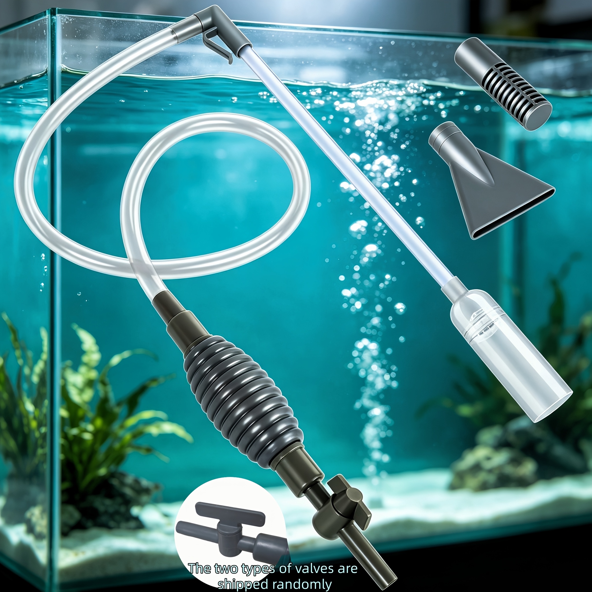 TEMU Set da 7 pezzi di attrezzi multifunzione per la pulizia di ghiaia e sabbia 'acquario, pompa a manuale ugelli e kit tubo per i . Pu簷 utilizzato