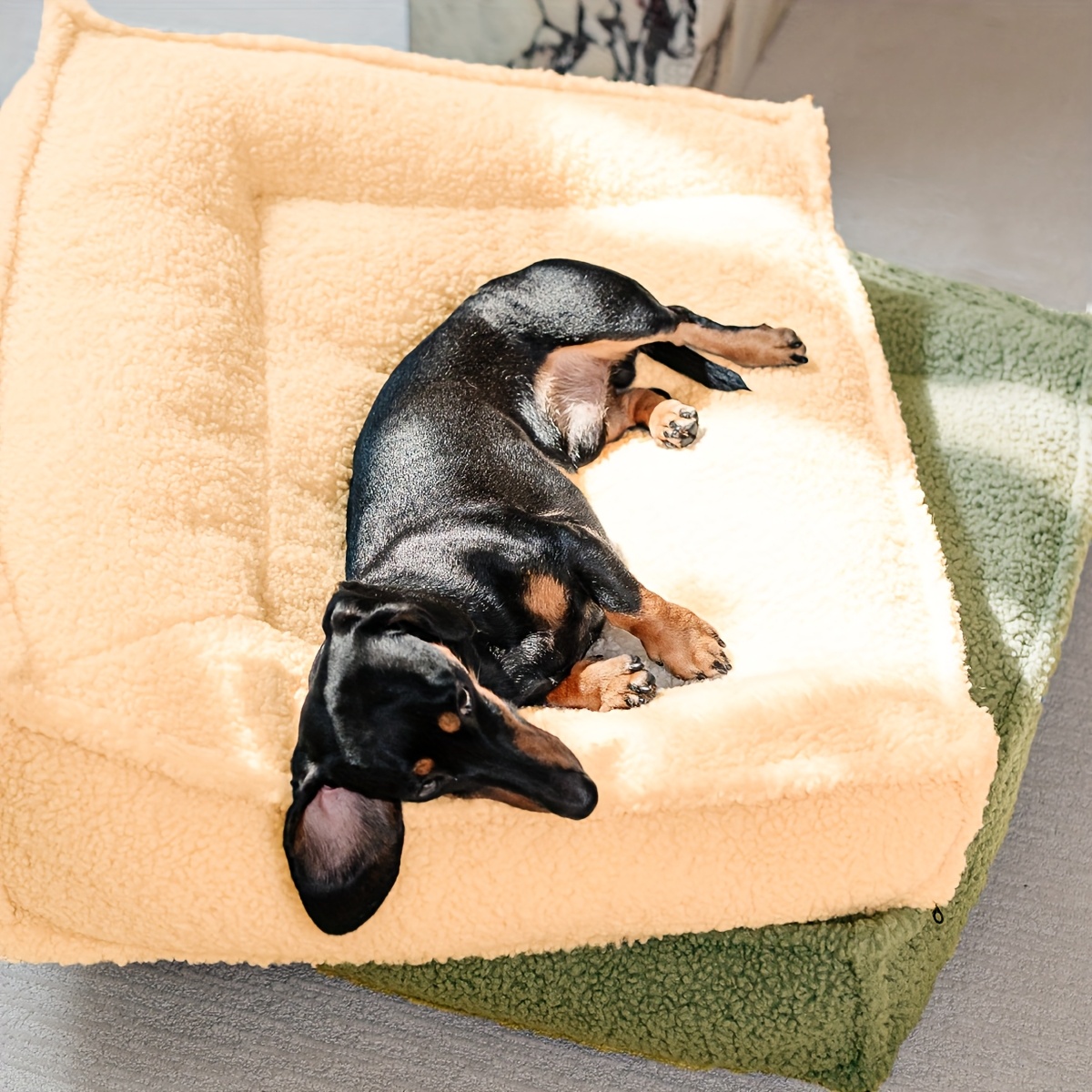 4 season pet bed for small to medium dogs cats washable neck support with removable   plush beige   bed with marble pattern durable lightweight design for   pet bed for dogs   furniture stylish pet accessory comfortable pet furniture Product details 5