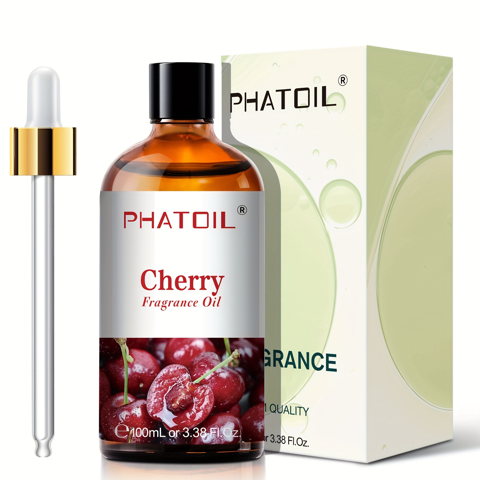 TEMU 1pc Phatoil 100ml/3.38fl.oz Cherry Scented Oil, Fruit Fragrance Essential Oils, Long-lasting , Large-volume Oils, Home Decor Oil