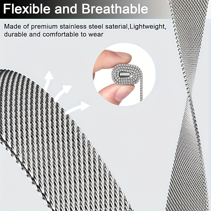 3 Pack Mesh Metal Bands Compatible with for iWatch Bands 38mm 40mm 41mm 42mm 44mm 45mm 46mm 49mm Stainless Steel Magnetic Loop Band for iWatch Ultra/2 Series 11/10/10/9/8/SE/7/6/5/4/3/2/2/1 Men Women