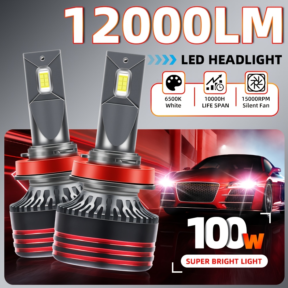 TEMU 2pcs Led Headlight Bulb H1 H4 H7 H11 9005/hb3 9006/hb4 High Power 6500k Car Light Bulb Can-bus , High Low Beam, 800%