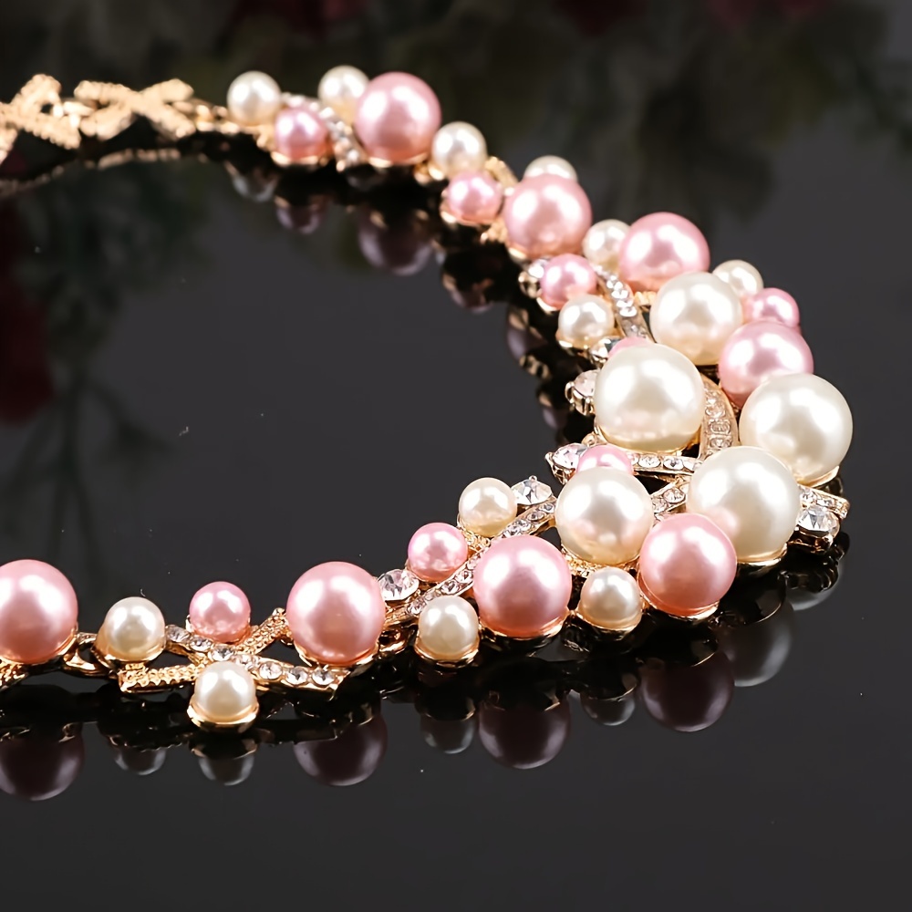 Elegant Pink & White Jewellery Set, Necklace, Bracelet, Earrings, Ring
