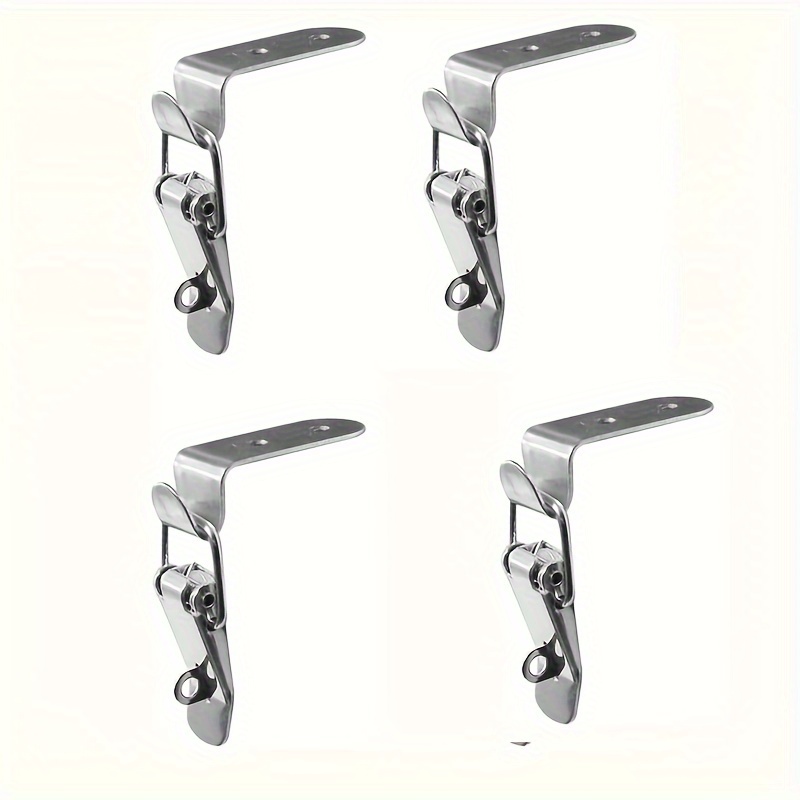 

4pcs 304 Stainless Steel Duckbill Clips With Spring Lock - Durable Silvery Snap Fasteners For Industrial Use