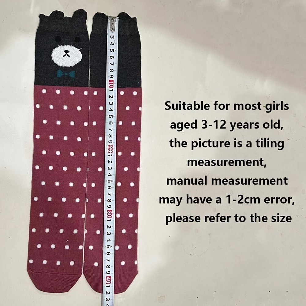 Girl's Bowknot Solid Cute Animal Pattern Knee High Socks, Breathable Comfy Long Stockings, Children's Trendy Socks Daily Wear