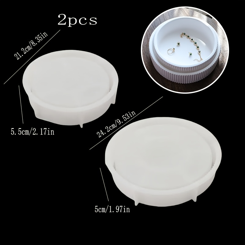 2pcs Large & Small Silicone Candle Molds - Striped Round Resin Planter Molds With Lid, Durable Silicone For Home Decor, Candle Storage &