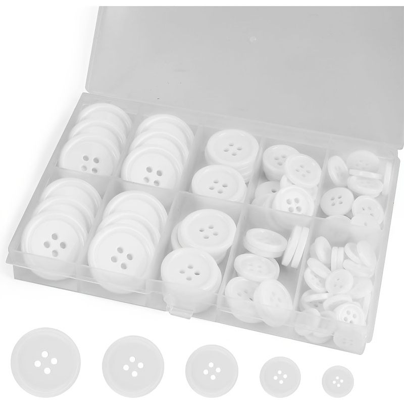 TEMU -pack Sizes Resin Sewing Buttons, 4-hole Craft Buttons, Black & White Round Assorted Buttons For Sewing, Diy, And Holiday Decorations