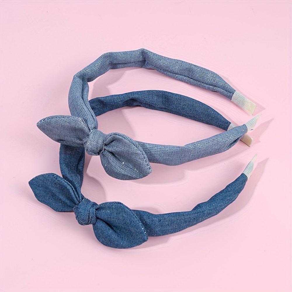 2pcs Minimalist Bow Headbands Elegant Solid Color Fabric Bow Non-slip Hair Hoop For Daily Styling Or Special Occasions