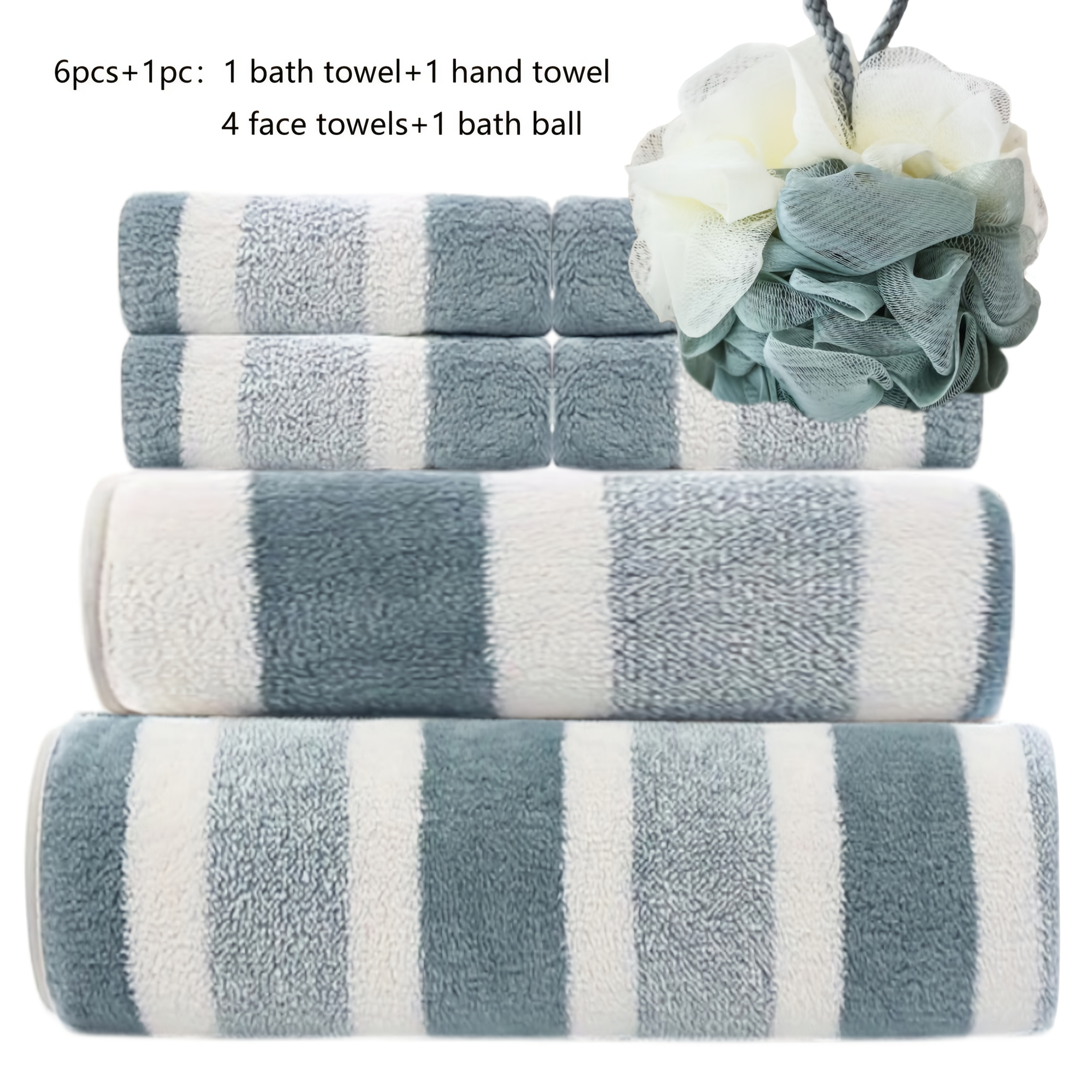 TEMU 7pcs/11pcs Soft Striped Towel Set - Absorbent And Quick-drying, Suitable For Spa, Gym, Travel, And Daily Use - For Home And Gym