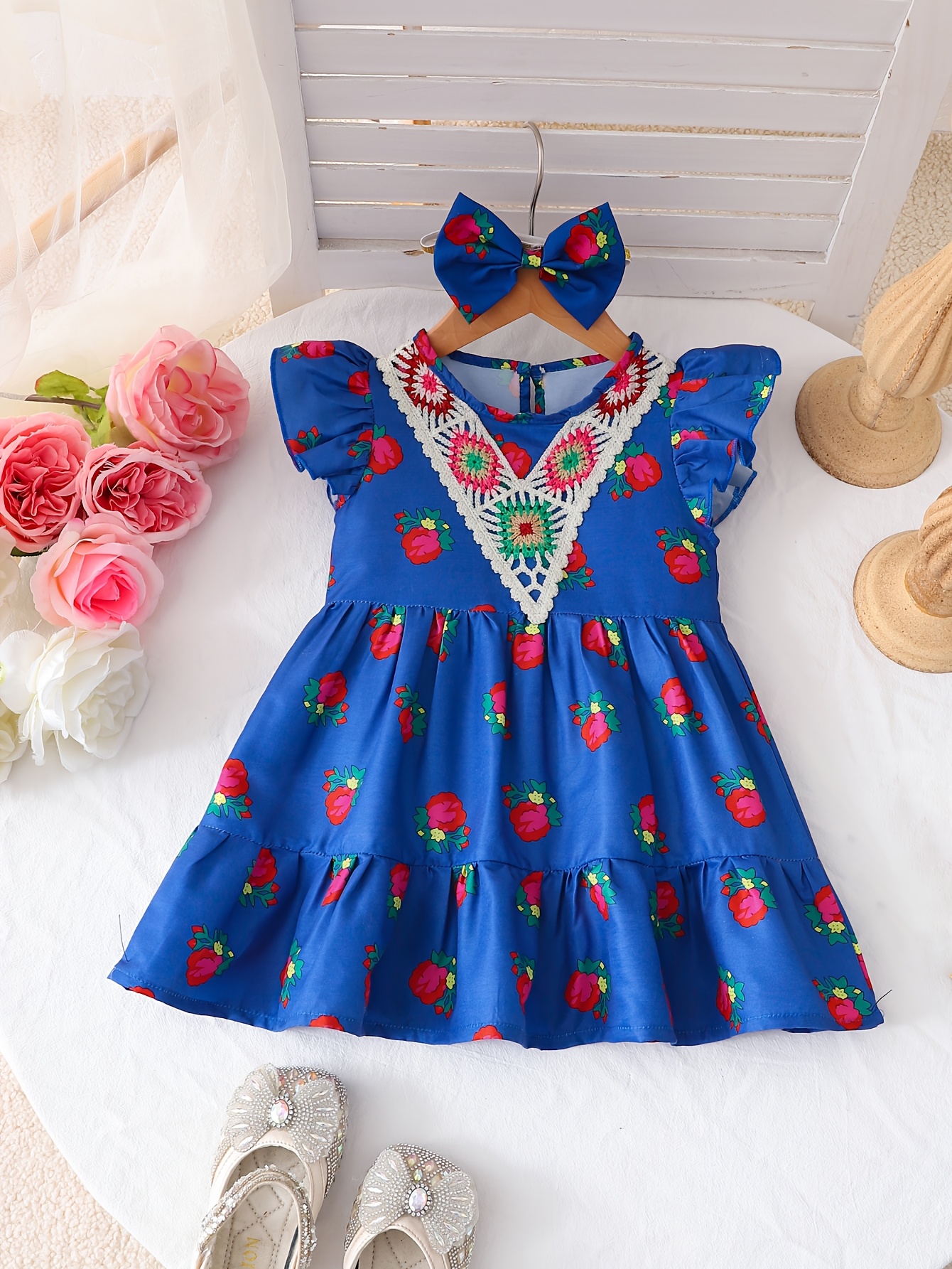 two piece navy blue ethnic girl dress set - Temu South Africa