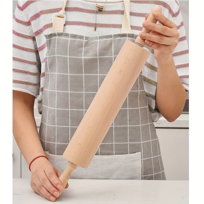 

1pc Rouleau à Pâtisserie en Bois de Qualité Supérieure - Non , Bois Naturel, Idéal pour Pizza, , Biscuits & Dumplings - Outil de Cuisine avec Poignée Ergonomique pour à