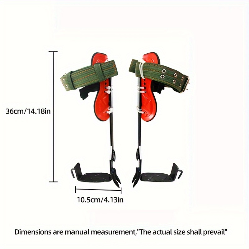 stainless steel tree climbing spikes uncharged anti slip tree climber tool set with thickened steel plates and double row buckle ankle straps climbing artifact for upright tree ascension pair details 3
