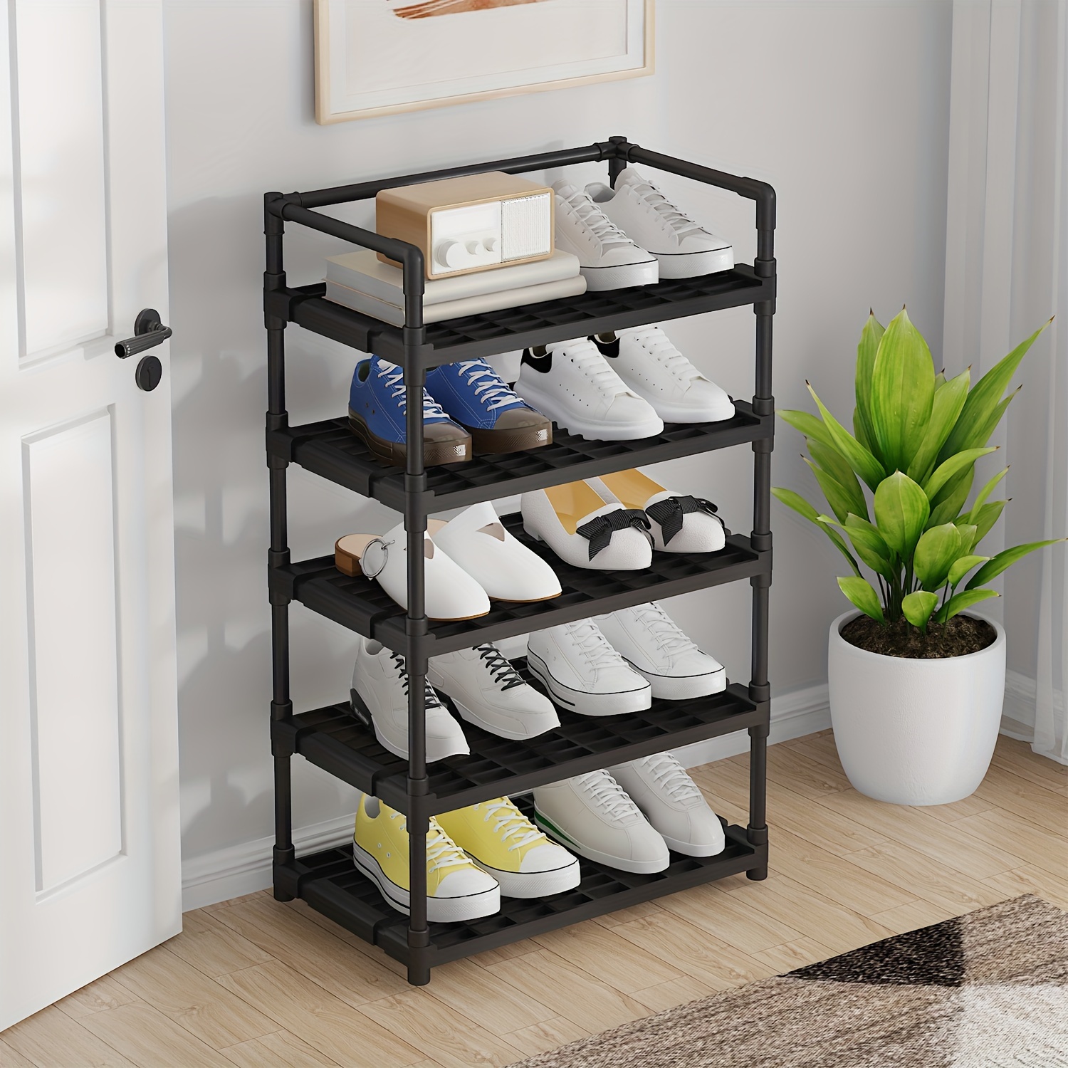 Zapatero, unidad de almacenamiento de zapatos de 5 niveles, estante  organizador de zapatos para 16-20 pares, ahorro de espacio, duradero y  estable