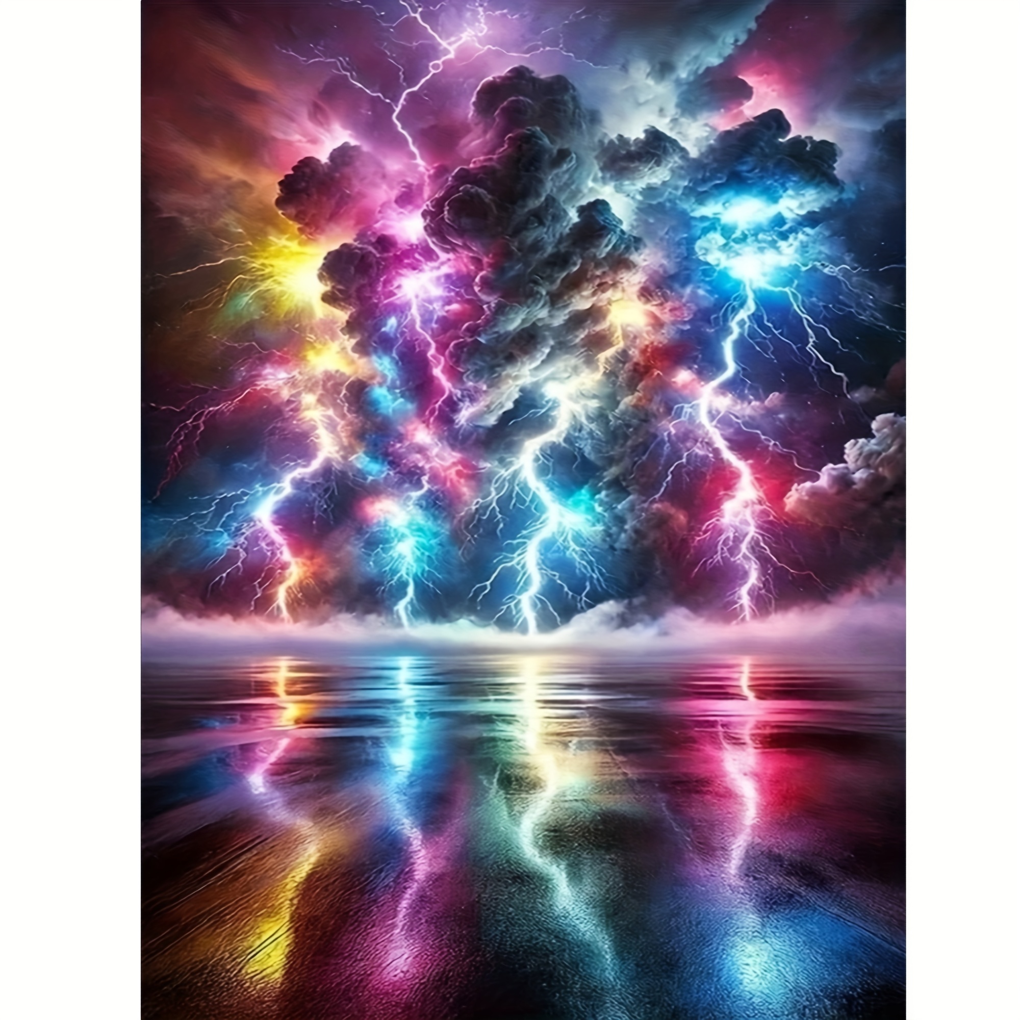 TEMU 1 Set - Nature Lightning Landscape Theme Cross Stitch Kit, Diy Art Needlework Supplies, 11ct Embroidery Painting, Creative Handmade Relax Gift.