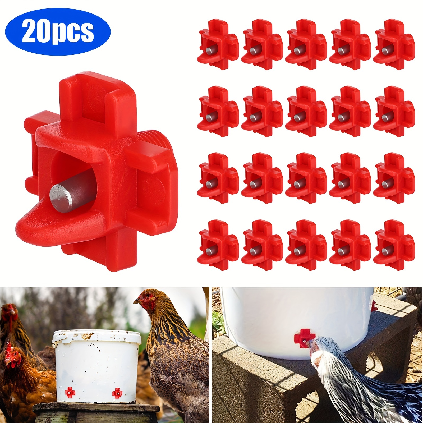 

20pcs Chicken Nipple Waterer, Horizontal Side Mount Automatic Poultry Nipples Drinkers, Leak-proof, For Chicken, Quail