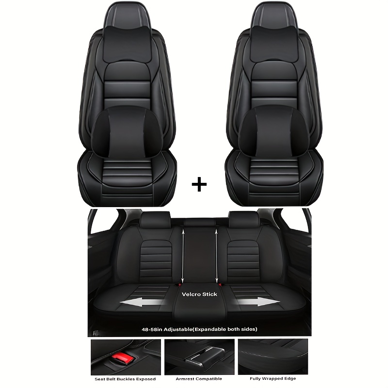 TEMU Car Seat Covers Full Set, Seat Covers For Cars, Black Car Seat Cover, Car Seat Protector Waterproof, Leather Car Seat Cushion, Car Seat Covers