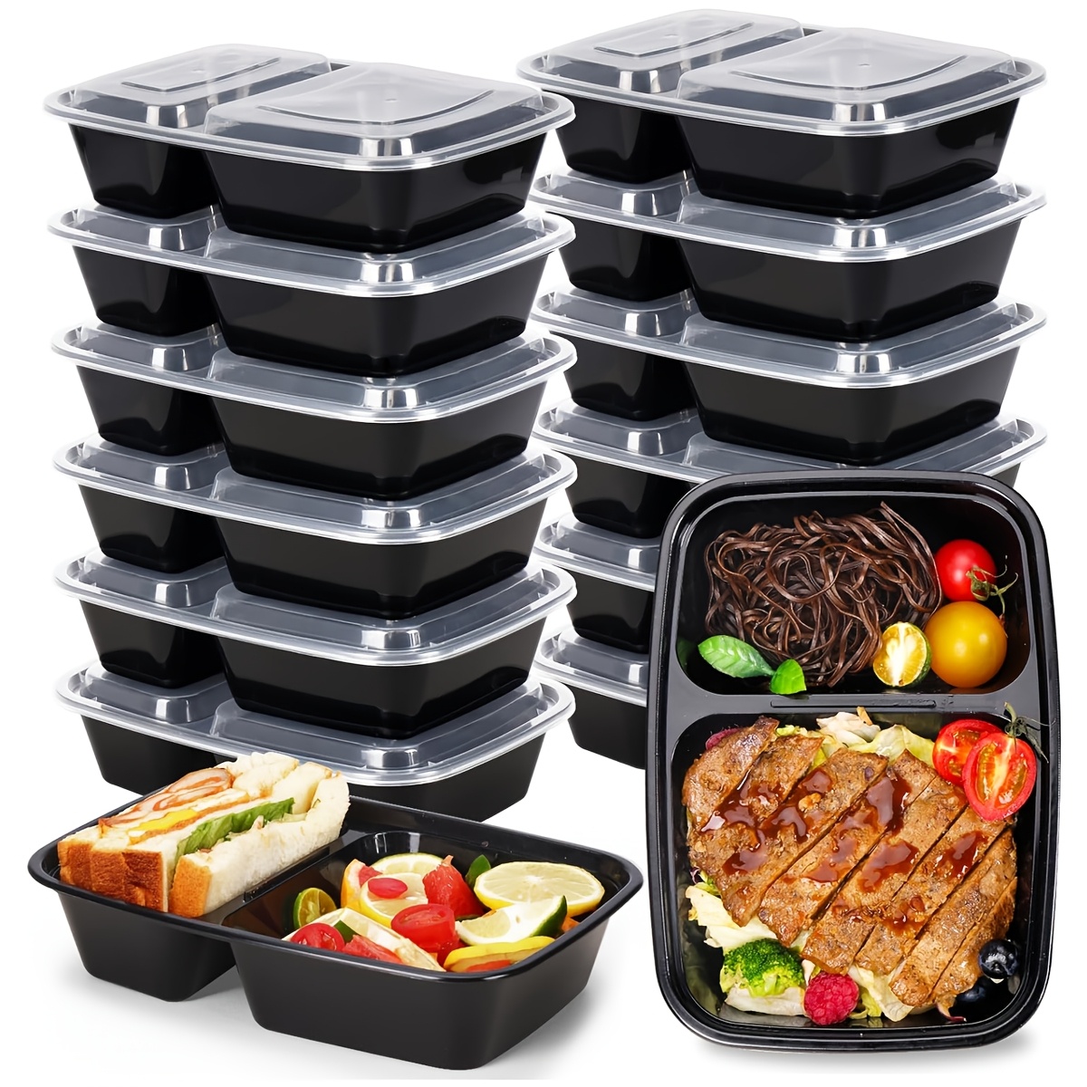 TEMU Reusable Meal Prep Containers - 2 Compartment Food Storage Containers With , Food Containers, Containers With 32oz