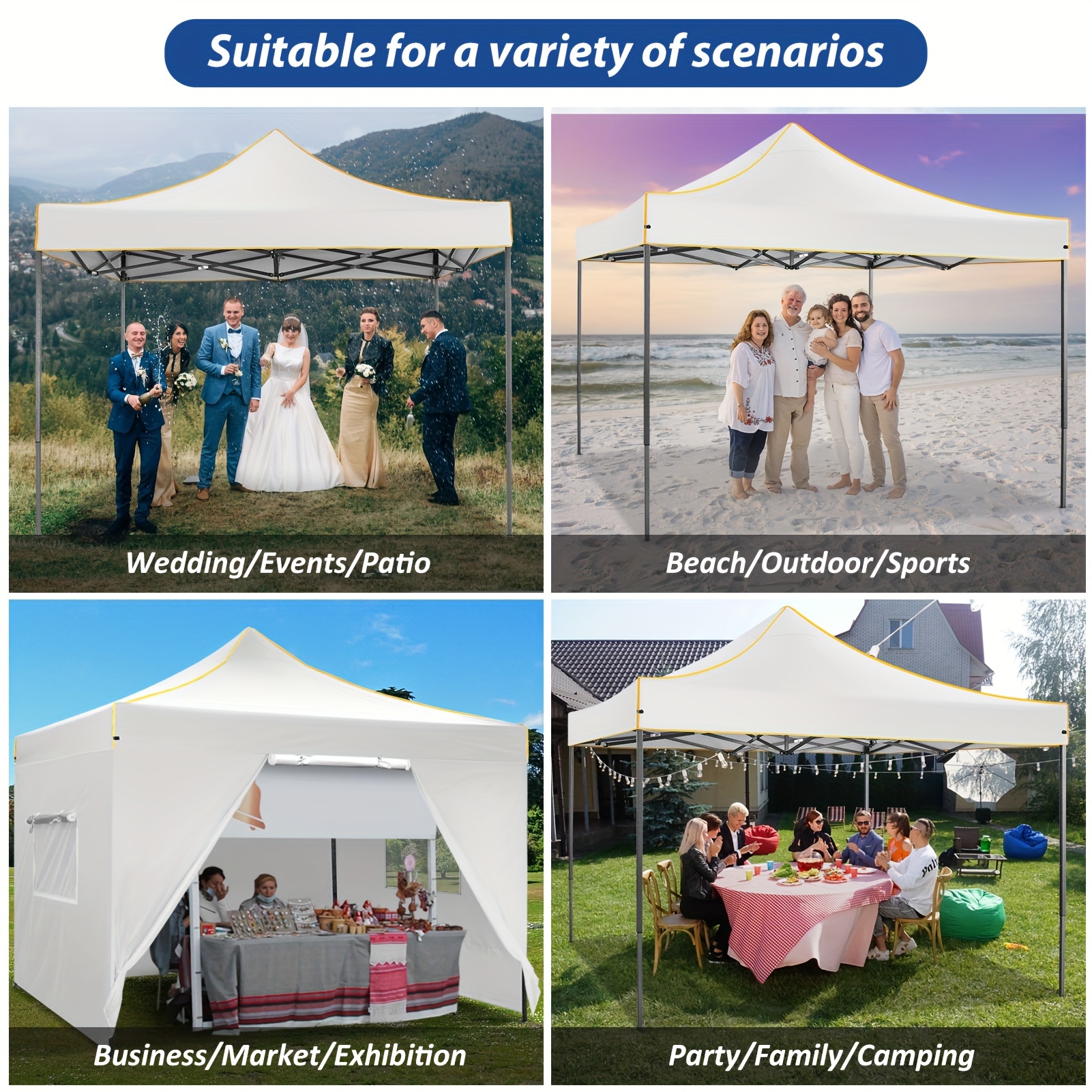 

Tooluck Canopy Tent 10x10, Outdoor Pop Up Canopy Tent With Sidewalls, Heavy Duty Canopy Waterproof Vendor Tent For Backyard, Parties, Camping, Commercial