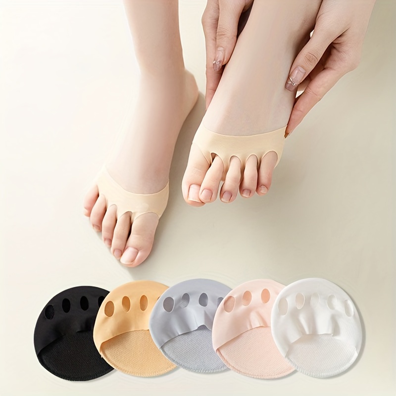 

5 Pairs No Show Forefoot Socks, Invisible Non-slip 5 Finger Socks, Women's Stockings & Hosiery