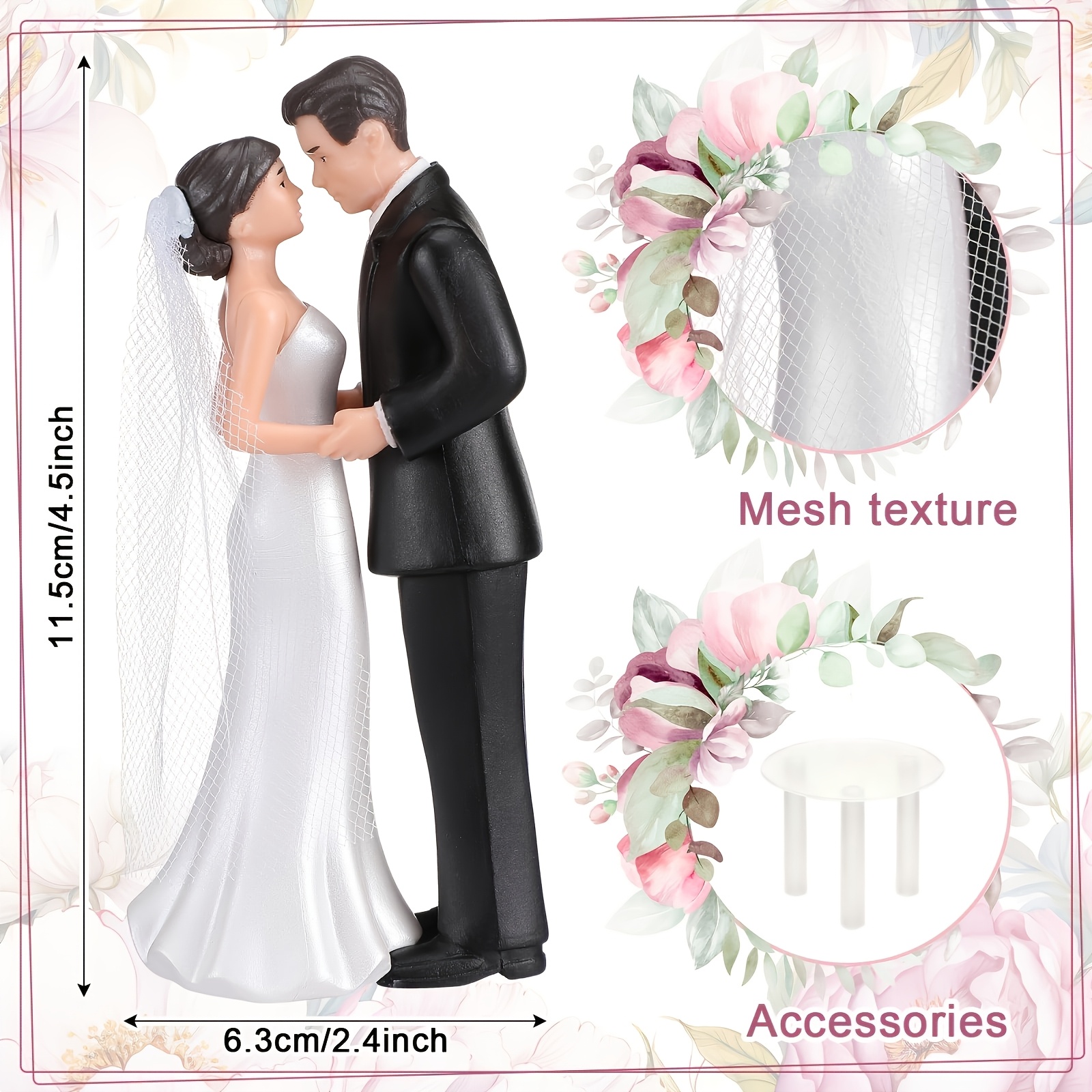 TEMU And Groom Wedding Cake Topper, Romantic Cake Plastic Toppers For Anniversaries, Engagement Parties, Bridal Showers, Weddings