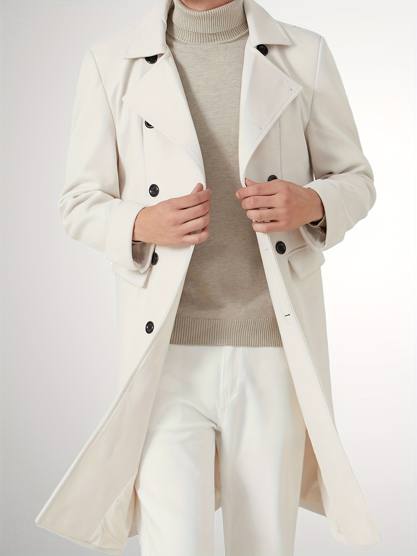 mens notch lapel long trench coat casual insulated winter - Temu