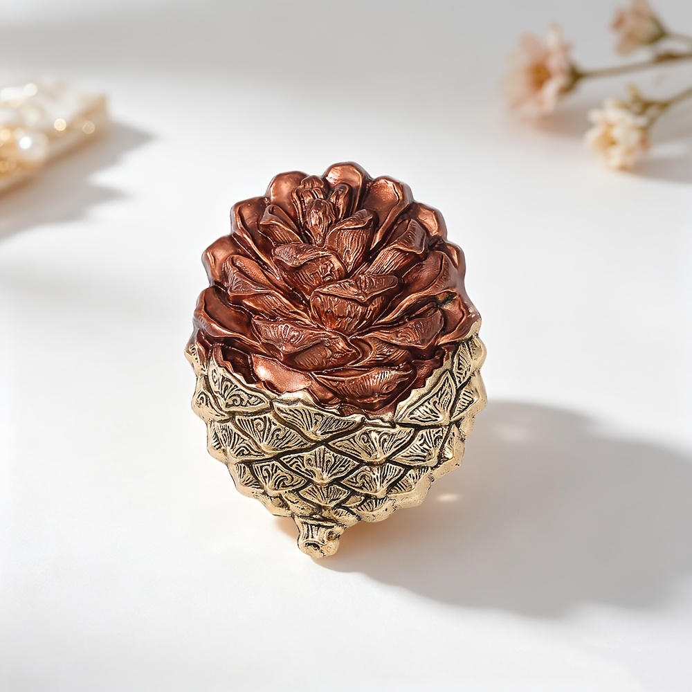 TEMU 1pc -red With Golden Accents Embossed Vintage Distressed And Peony Brooch, Forest-inspired Autumn Style, Suit And Pin, Atmosphere Accessory, For
