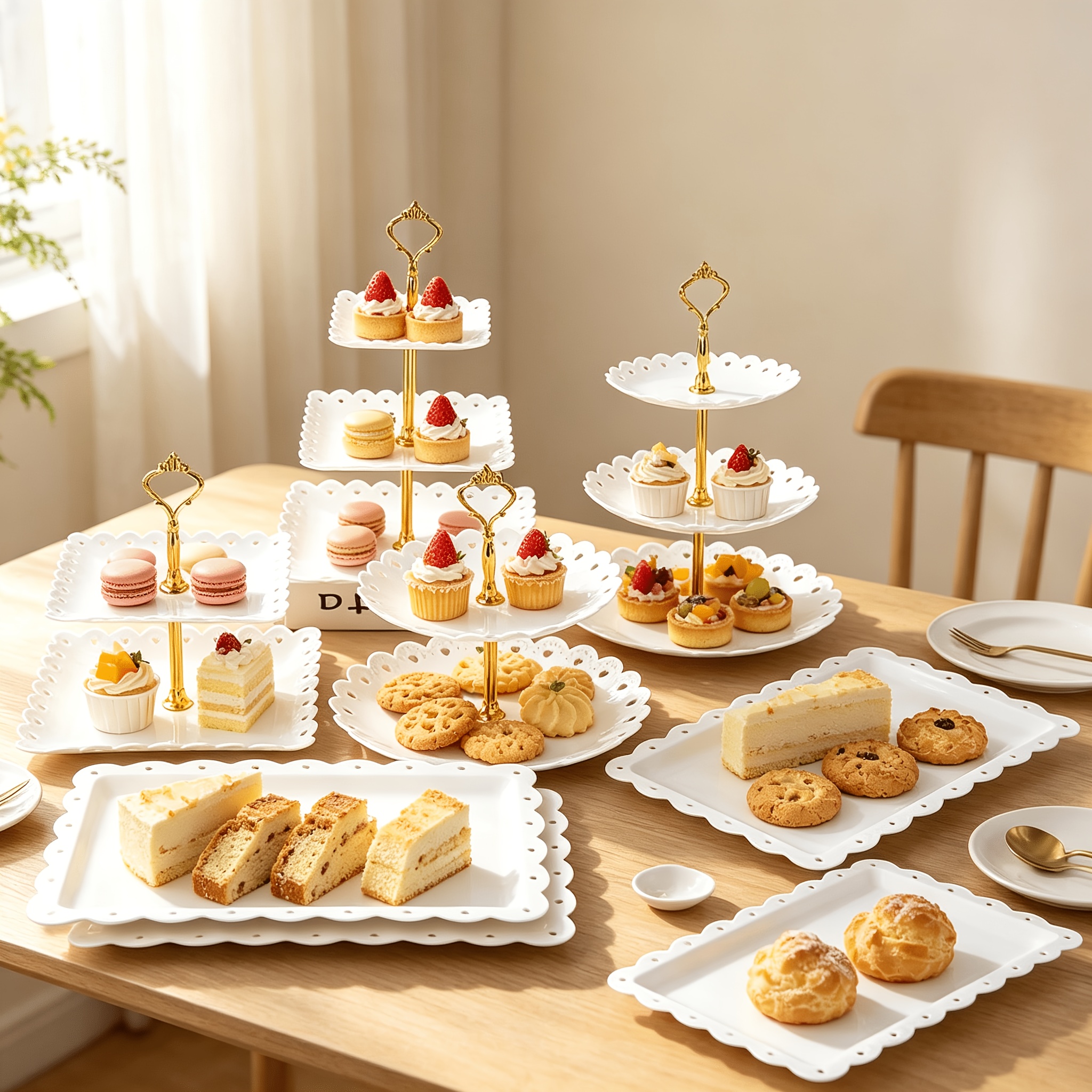 TEMU [ Tiered Cake Stand] 8pcs Tiered Cake Stand Set | Dessert Tray, Appetizer Platter, Sweet Treat Plate For Birthday Gifts, Parties, Weddings,