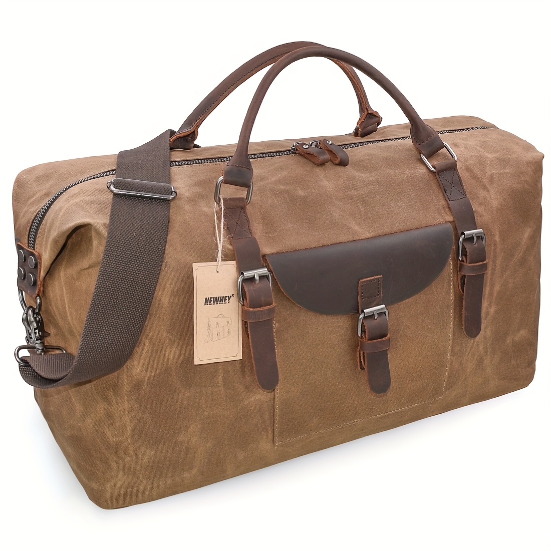 

Oversized Travel Duffel Bag, Weekend Bag Weekender Overnight Carryon Hand Bag Brown