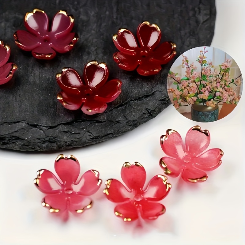 

handcraft Highlights" 50-piece Gradient Five-petal Flower Beads With Elegant Trim - Acrylic Diy Charms For Hair Clips, Phone Cases & Fashion Accessories - Perfect Gift For Jewelry Enthusiasts