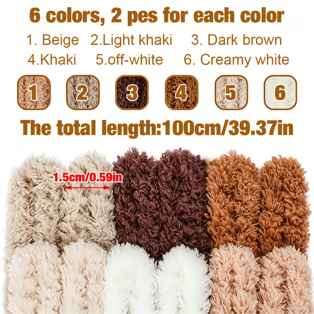 TEMU 12pcs 1 Meter 1.5m Width Fluffy Pipe Cleaners Thick 39-inch Jumbo Fur Pipe Cleaners Art Crafts Decoration Projects