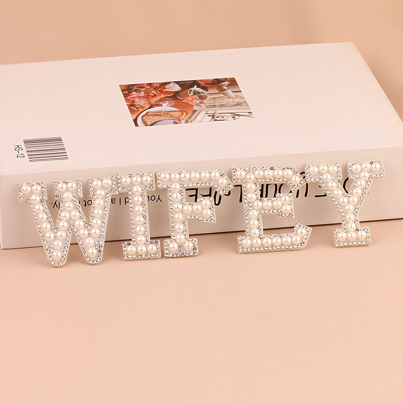 TEMU Un Ensemble de Patchs Élégants en Anglais "WIFEY" à Lettres, Accessoires de Bricolage , Idéal pour Chapeaux, Sacs, Vêtements et Autres Projets