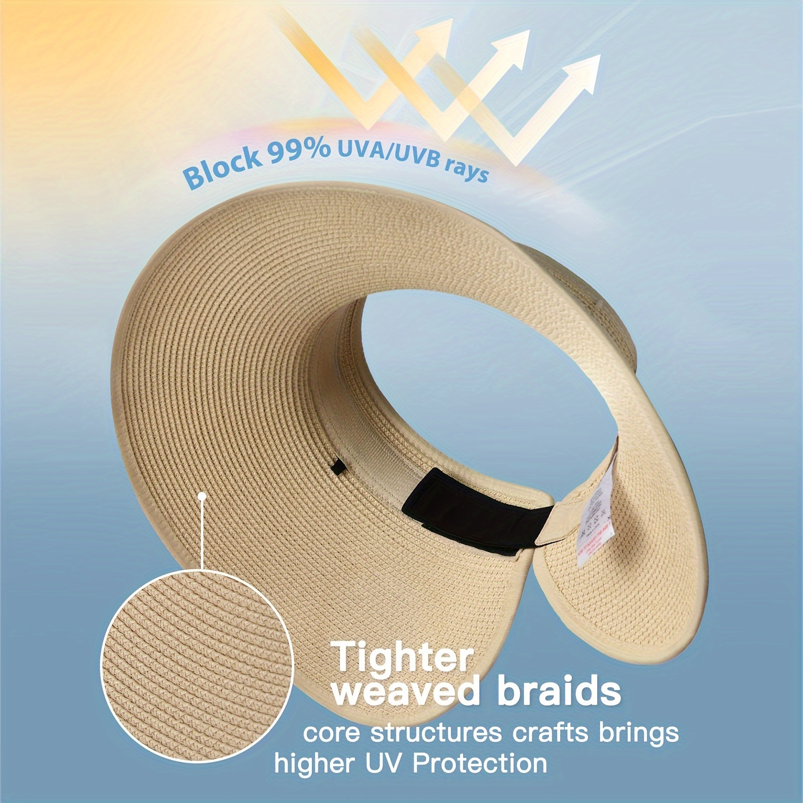 1pc Retro Beach Leisure Hats Vacation Straw Sun Hat Women Headwear  Accessories
