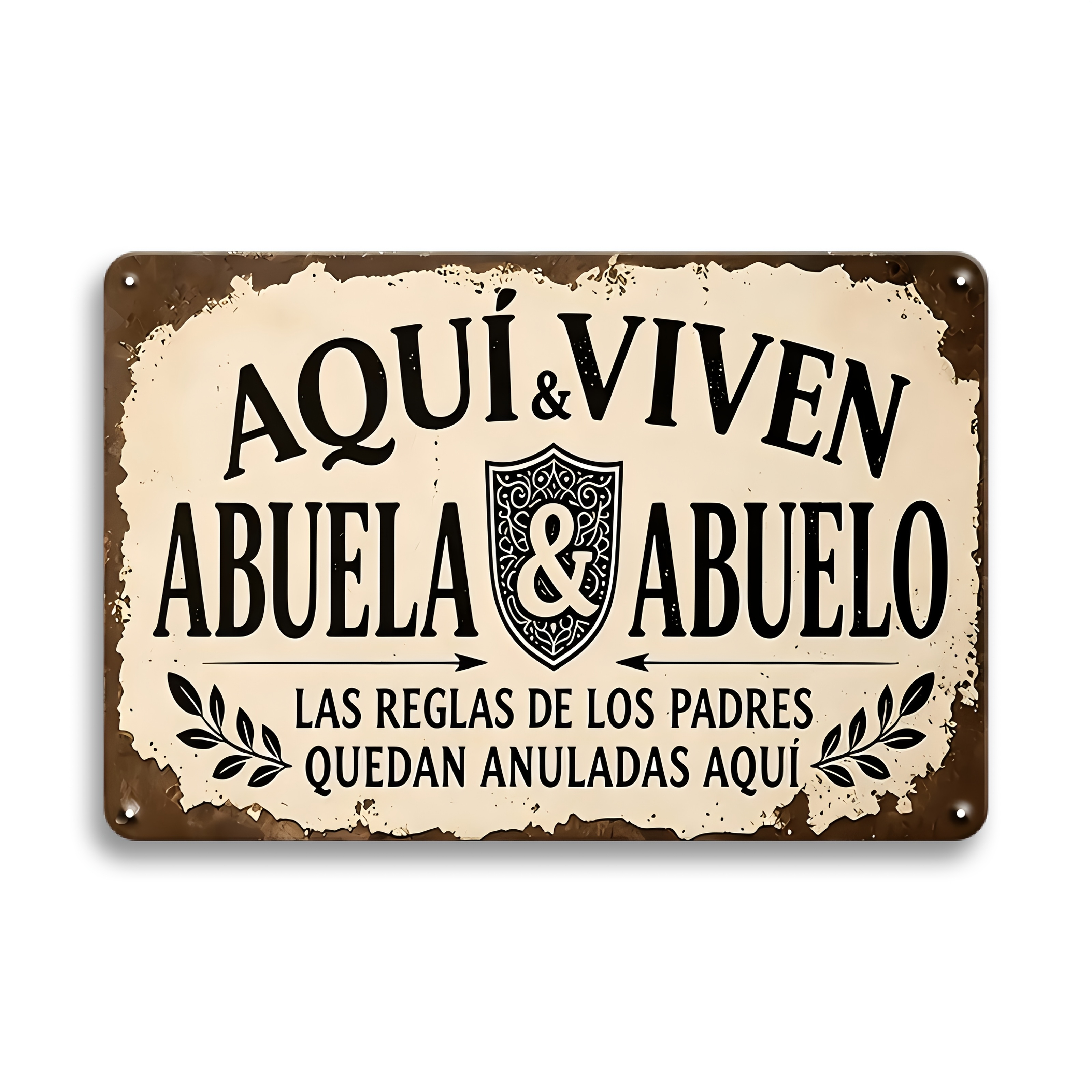 TEMU 2D, 1 pieza Letrero de pared artístico de metal español vintage - Placa rústica de hierro con diseño "AQUÍ VIVEN Y ", 7.8x11.8 pulgadas, ideal