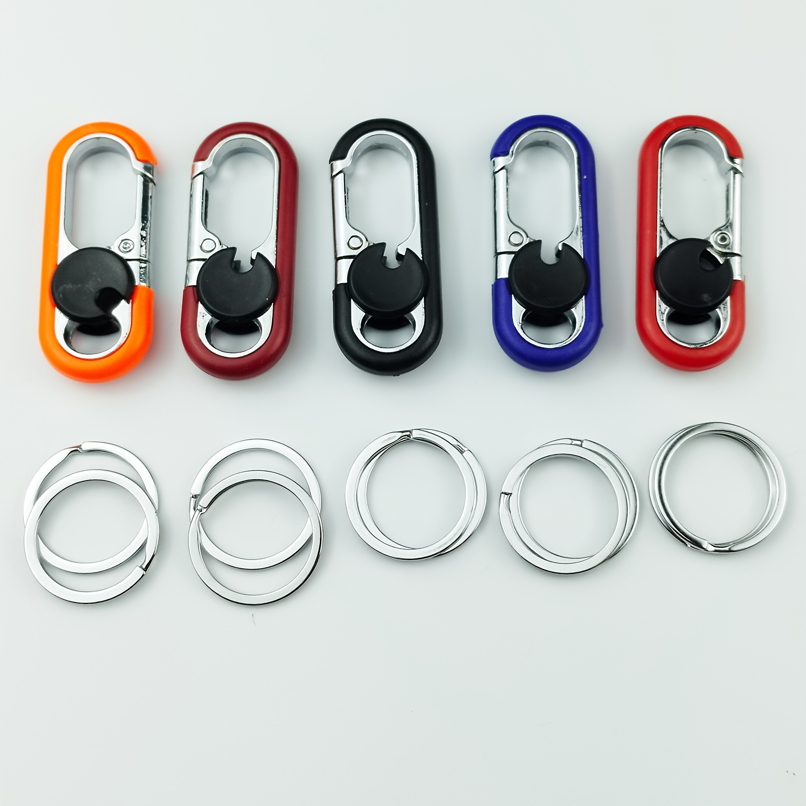 Image of 5pcs Alloy Keychain Clip With 2 O-rings, Belt Clip Belt Keychain Bag Purse Charms Ideal Gift Outdoor Keyring For Valentine's Day, Christmas, Spring Festival