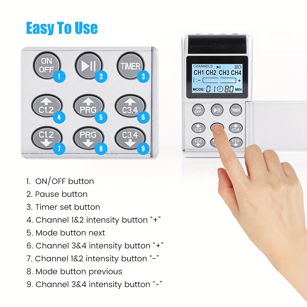 4-Output Digital TENS Unit with 8 Massage Pads, Rechargeable EMS Muscle Stimulator Machine for Back, Sciatica, Neck, Nerve, Shoulder, Hip, Elbow, Muscle Massag