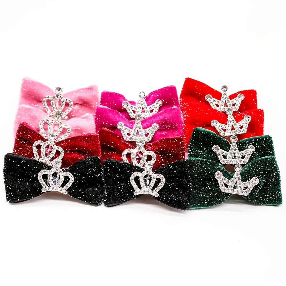 5pcs Crown Bow Dog Hairpin Puppy Hair Clips For Princess Headwear Boutique Pet Hairpin Dog Grooming Accessories