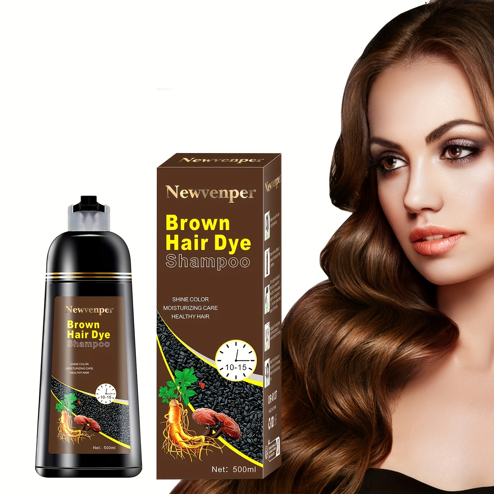 Image of Brown Hair Color Shampoo For Gray Hair Instant Hair Dye Shampoo Hair Coloring In Minutes Natural And Long- Hair Dye Shampoo For Men And Women 500ml