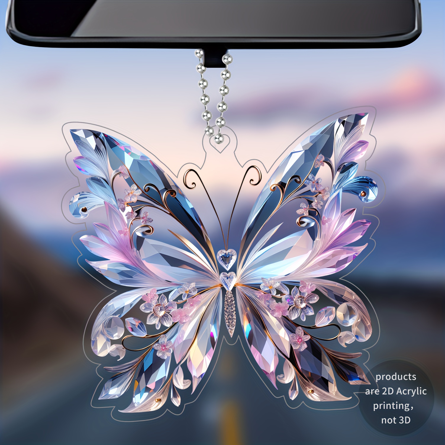 

Crystal-style Acrylic Pendant – 2d Elegant , Iridescent Colors For Car Mirror Décor, Gifts, And