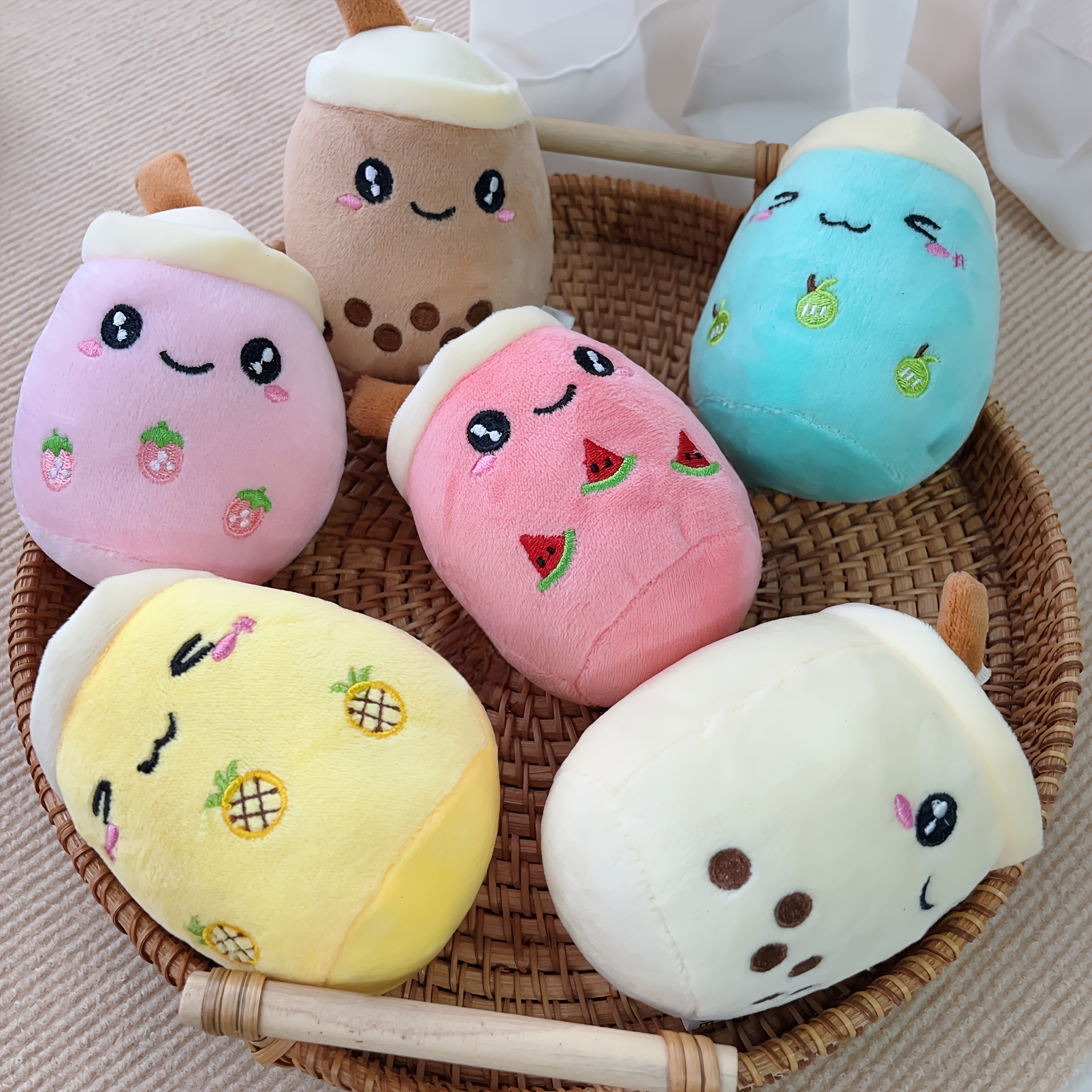 TEMU 6 Cartoon Cat Plush Tea Cup Toys - Soft Fabric, No Batteries Required, Fun Keychain Lovers, Cat Supplies And Accessories, Feline Entertainment, Cat Stuff, Cat Stuffed Animal, Cat Toy, Plushie